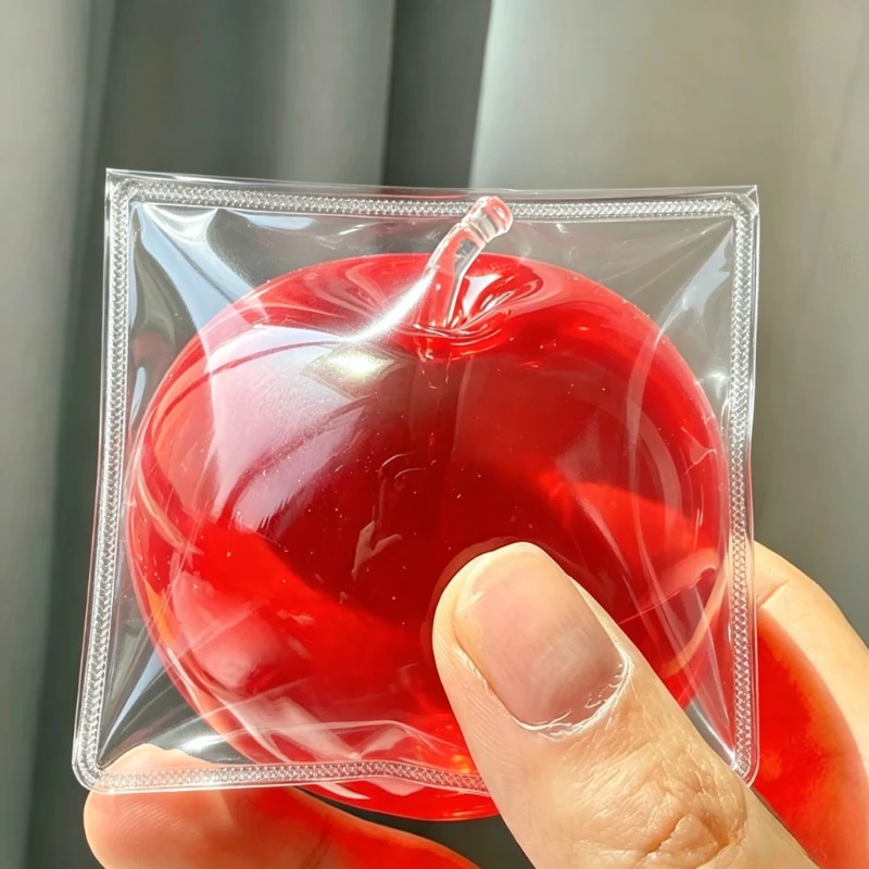 Transparent Jelly Apple Squishy Toy Soft TPR Fidget Toy, Simulation Food Stress Relief Squeeze Sensory Toy for Kids Adults