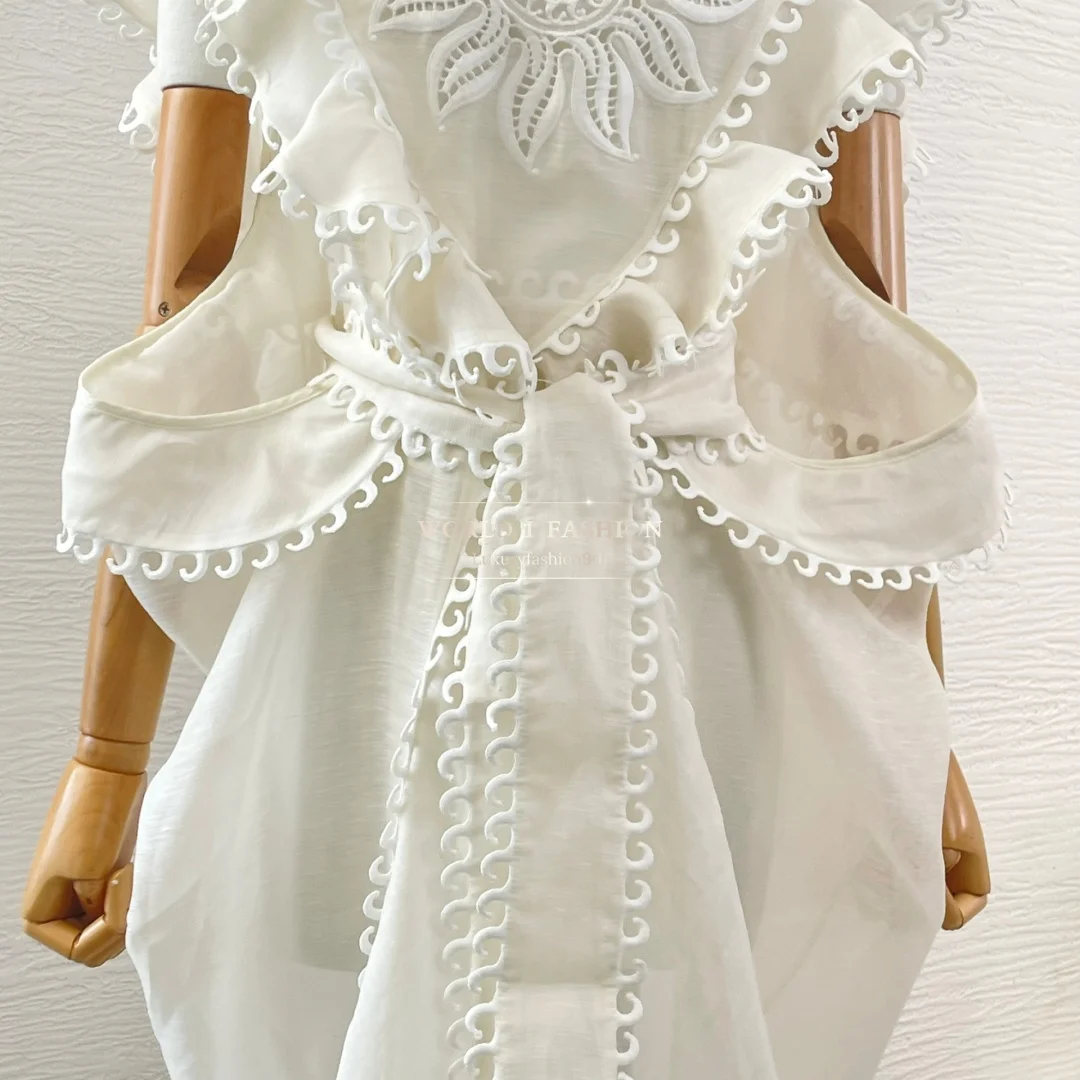 2025년 신상 패션 여성용 민소매 컷아웃 미디 드레스 고품질 사진과 동일