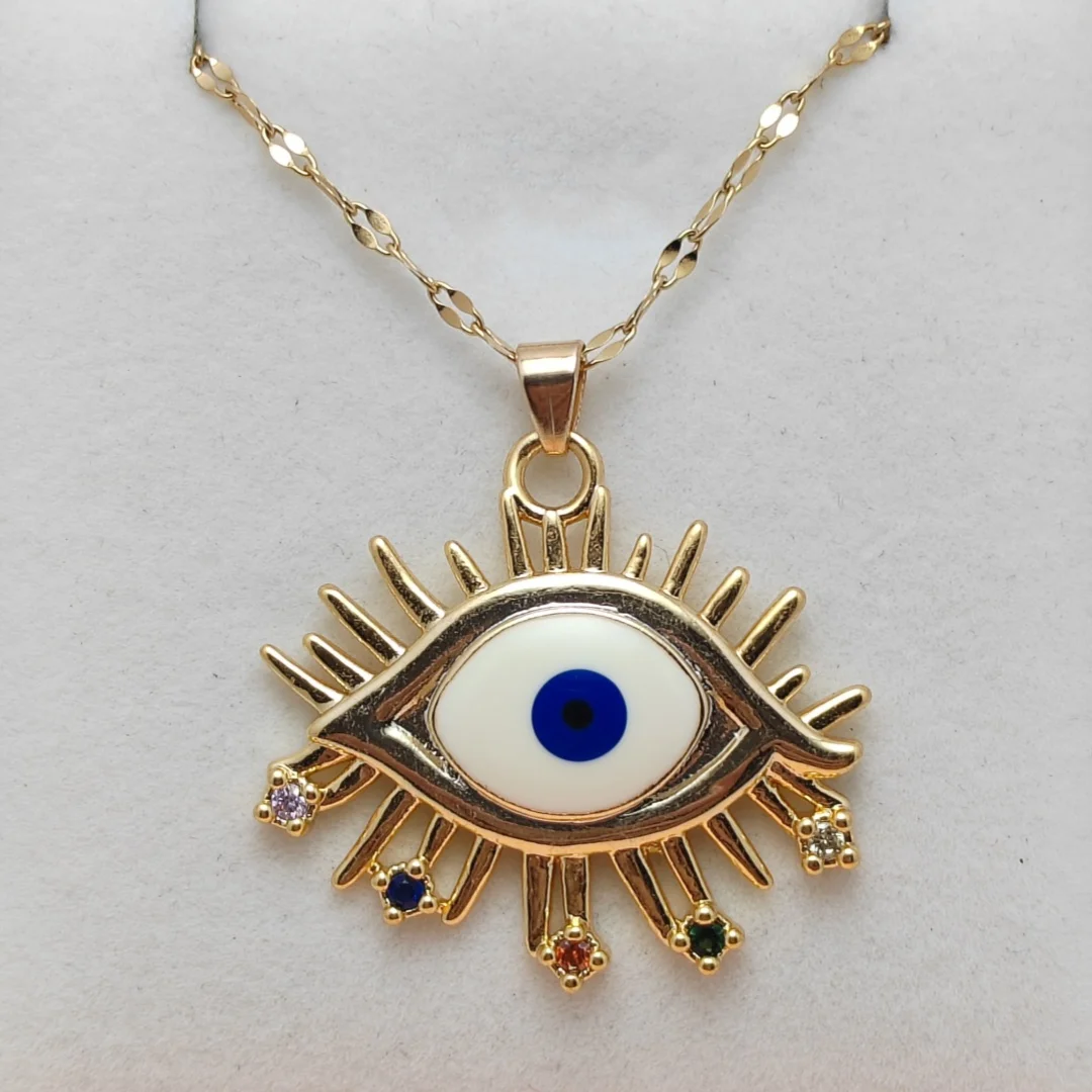 Fashionable Minimalist Devil Eye Necklace for Women, Titanium Steel and Micro-inlaid Copper Pendant with Sparkling Zircon image 5