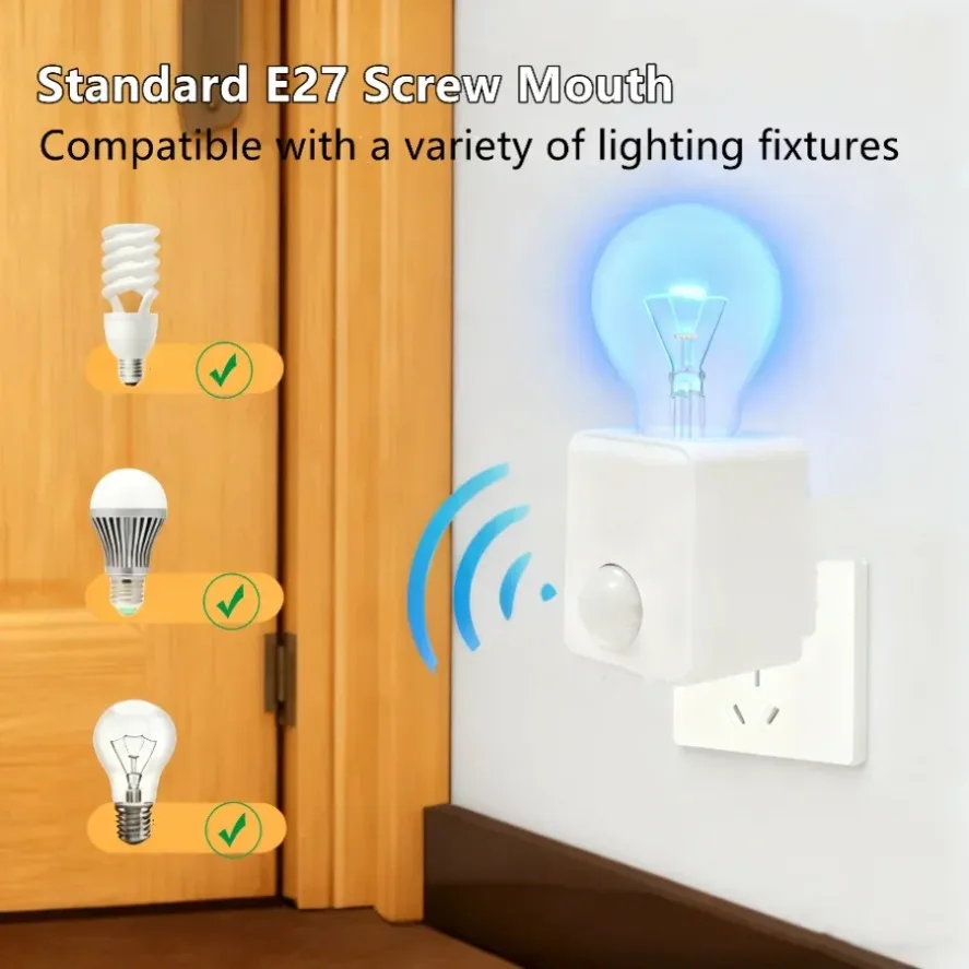 E27 PIR Motion Sensor Led Switch Lamp Base EU/US AC85-265V Plug Human Induction Light Bulb Holder Socket Adapter Converter