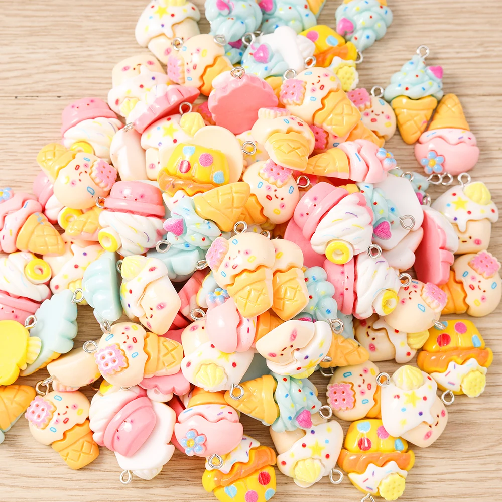 Tusember 10 Stück/Los Gemischte Niedliche Cupcake- und Eiscreme-Anhänger für DIY Handgemachten Schmuck, Lebensmittel-Anhänger für Ohrringe, Armbänder und Bastelarbeiten – Detail 6