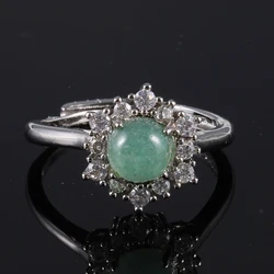 100% natural gemstone jade ring with copper plated silver for women adjustable ring jewelry Birthday gift