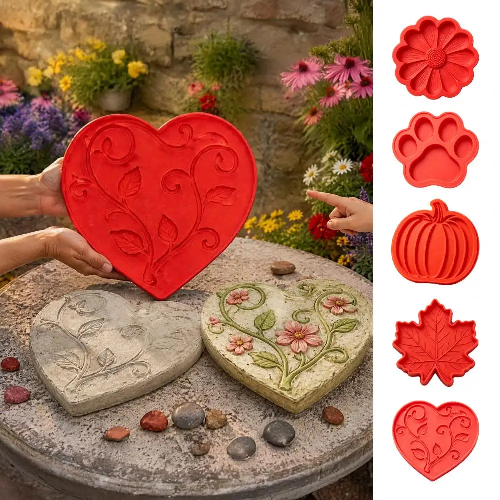 Stepping Stone Molds Garden Path Maker Reusable Silicone Stepping Stone Mold Set Diy Garden Patio Path Casting Molds Maple Leaf
