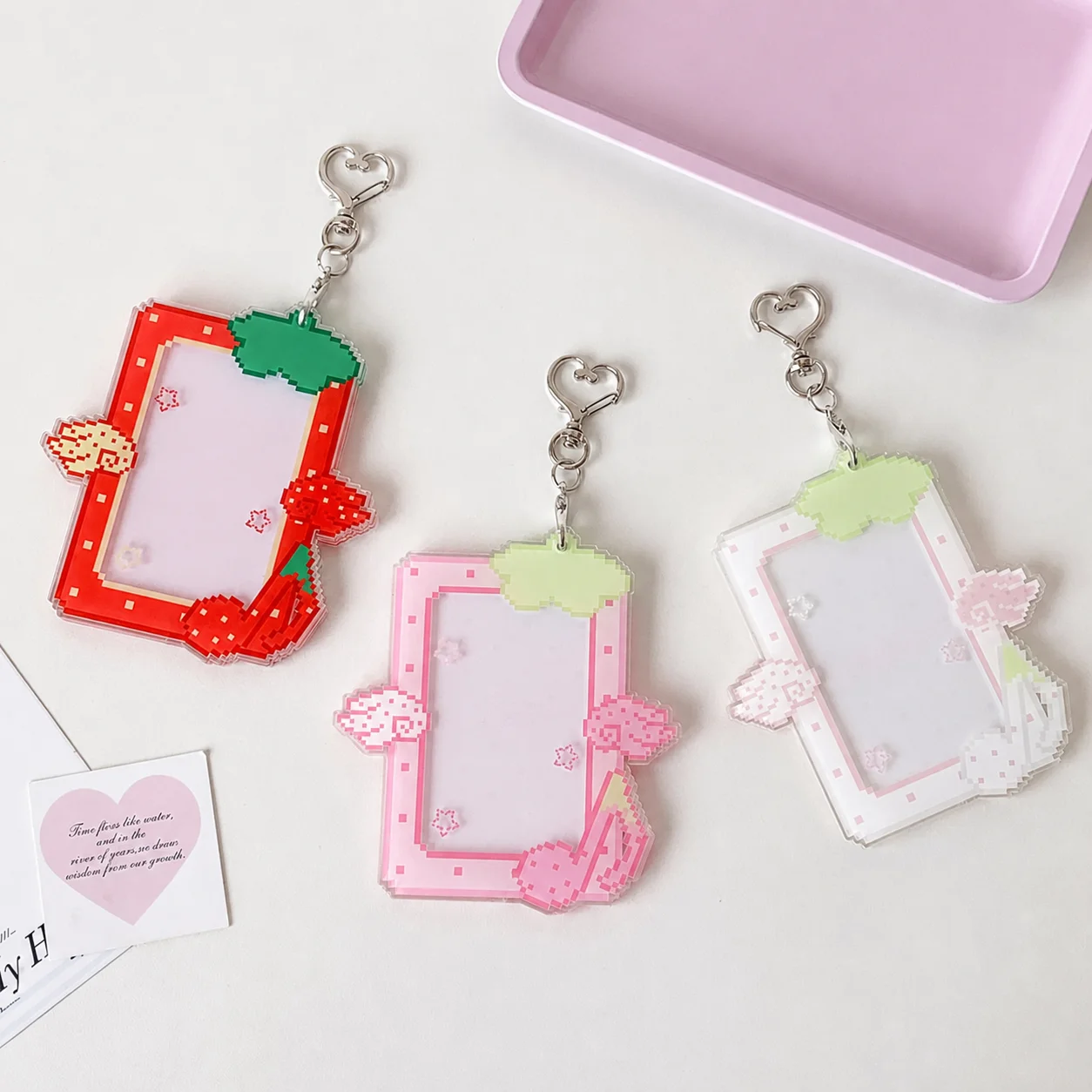 Key Chain Pendant Practical Photocard Holder Keychain 3 Inch Instax Photo Holder Heart-Shaped Acrylic Card Holder For Bag Daily