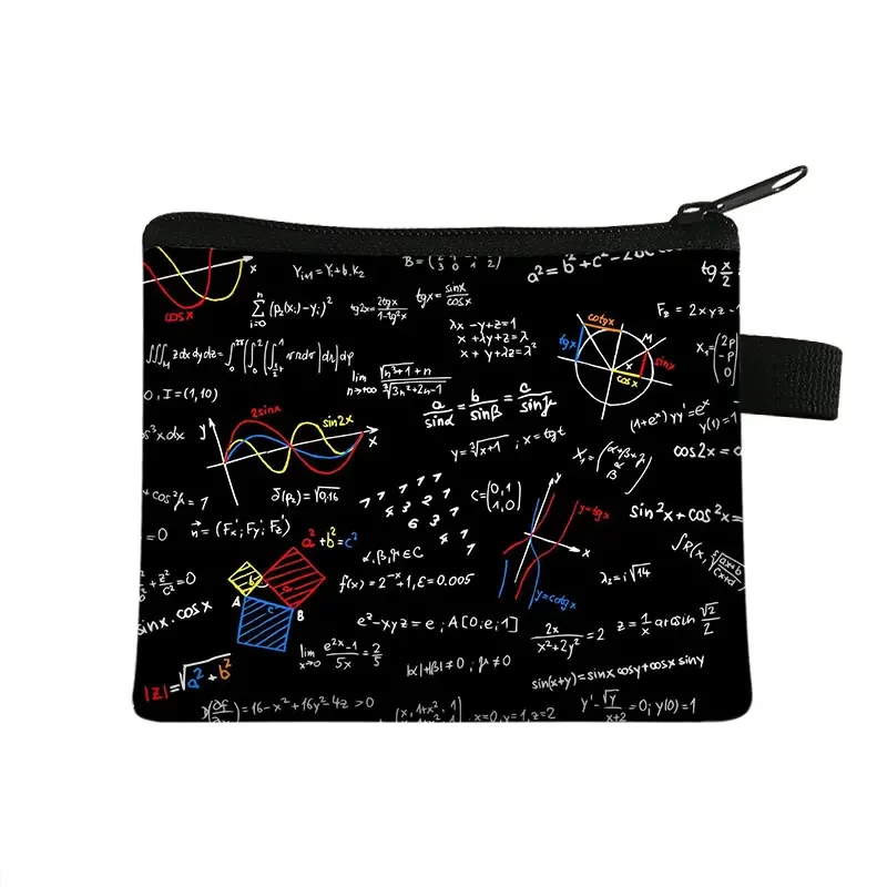 Math Formula Geometry Algebraic Print Coin Purse Science Physics Chemistry Wallet Women Men Purse ID Credit Card Money Coin Bags