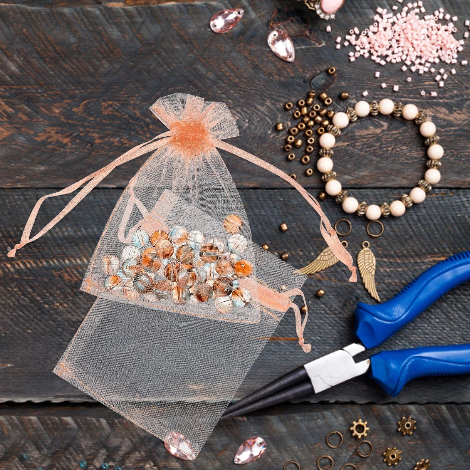 

100 Pcs Pull Rope Jewelry Bag Drawstring Pouch Small Favor Bags for Party Favors Candy