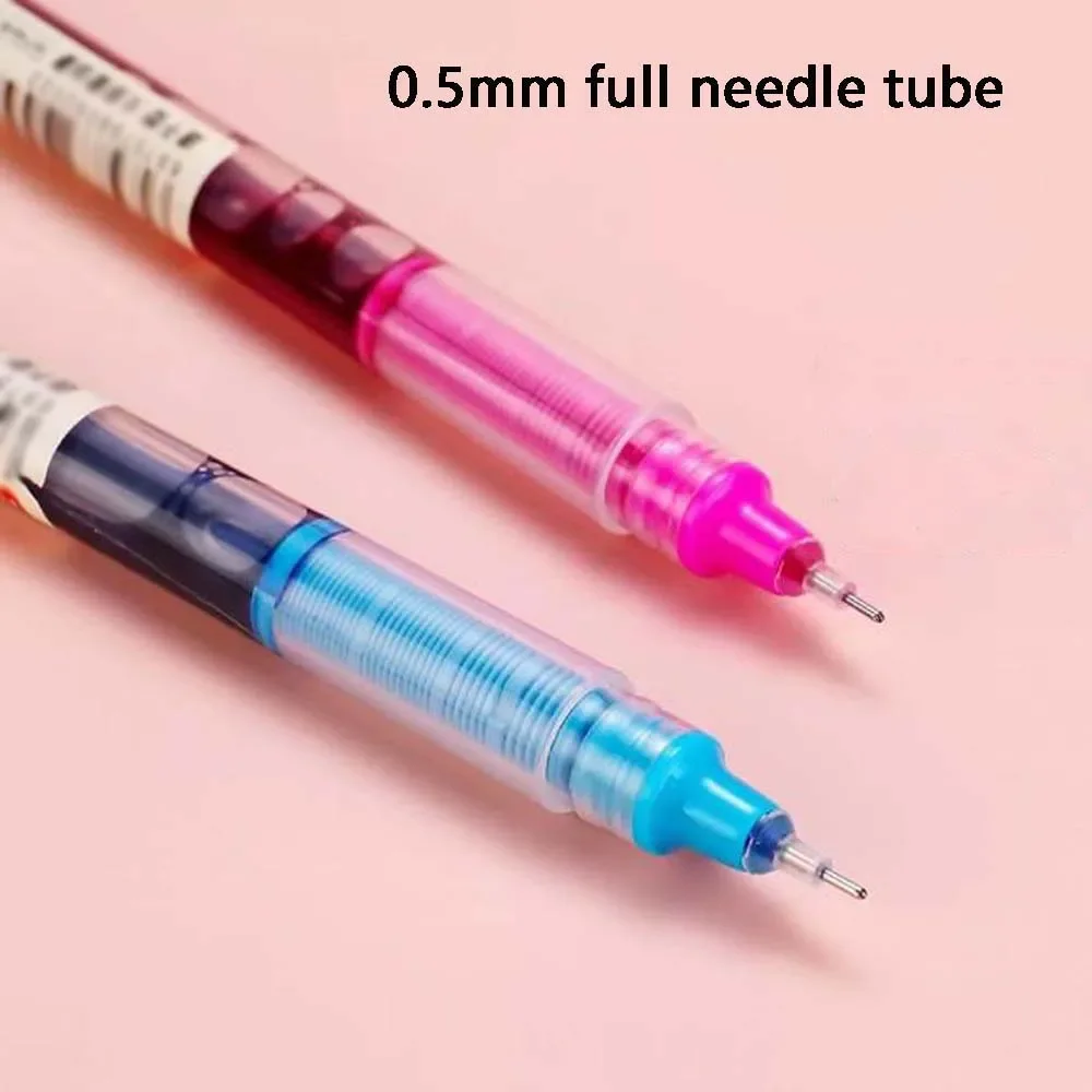 12PCS Color Quick-drying Straight Liquid Full Needle Pen, Simple Large Capacity Neutral Pen, Suitable for Drawing, Note-taking