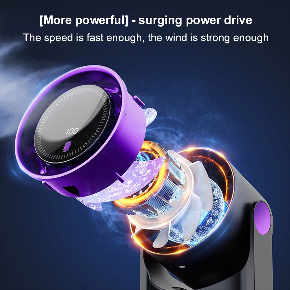 100 Level Bladeless Fan 4000mA Rechargeable Portable Desk Fan Digital Display High-speed Circulating Cooling Fan for Home Office image 4