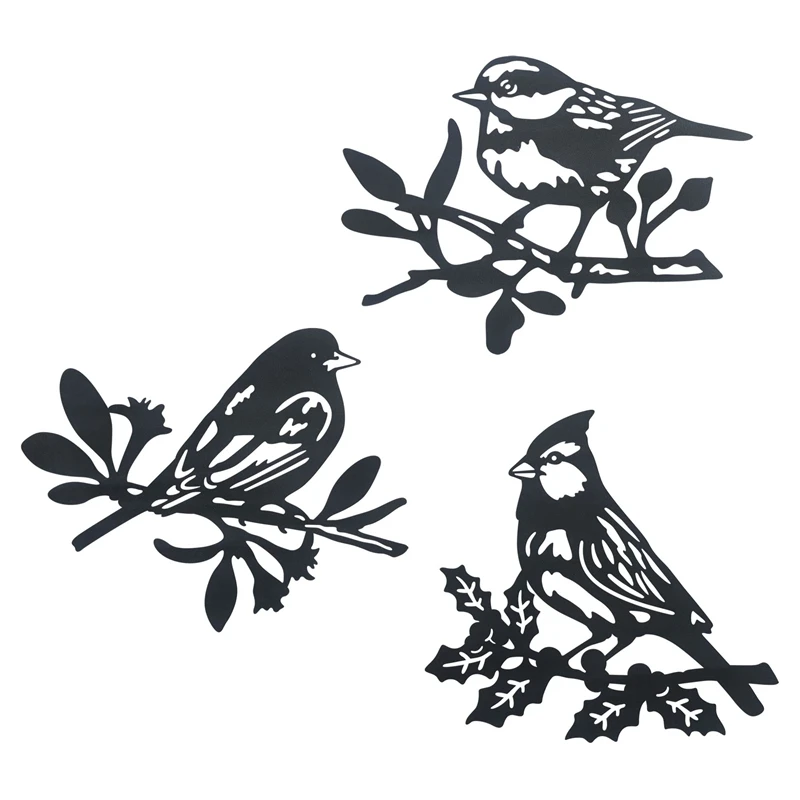 

3 Piece Set Birds on Branch Wall Art Metal Decor Metal Wall Hangings Home decor metal hanging