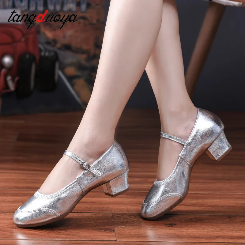 Women Standard Dance Shoes High Heel Ladies Ballroom Dance Shoes Soft Outsole Tango Modern Dance Shoes Women