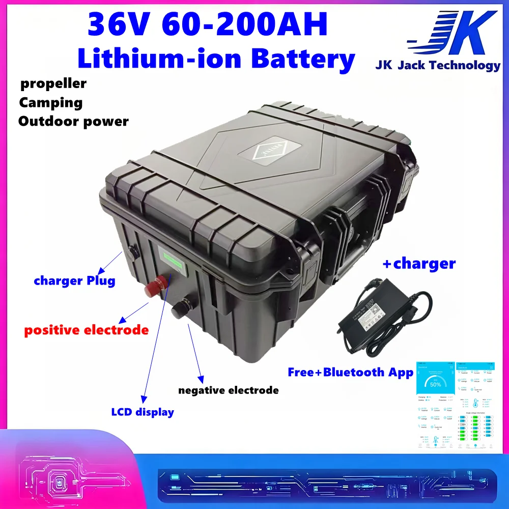 JK 36V 60Ah 80Ah 100Ah 110Ah 120Ah 130Ah 150Ah 200Ah Lithium Battery For 1000W 2000W Trolling Motor Propeller Fishing Boat