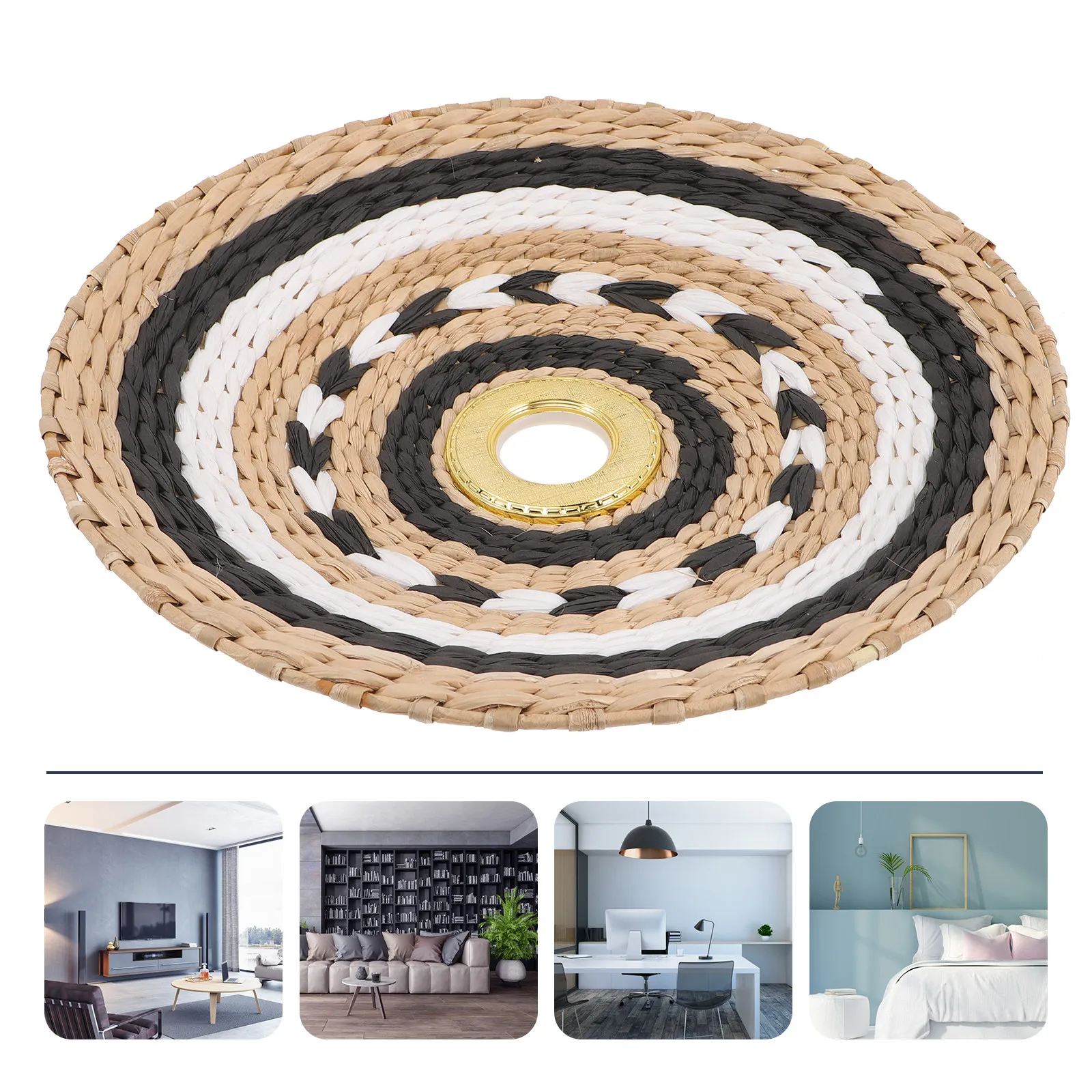 

Small Retro Woven Lampshade Paper Ceiling Lamp Shade E27 Socket Light Accessories for Home Restaurant Living Room