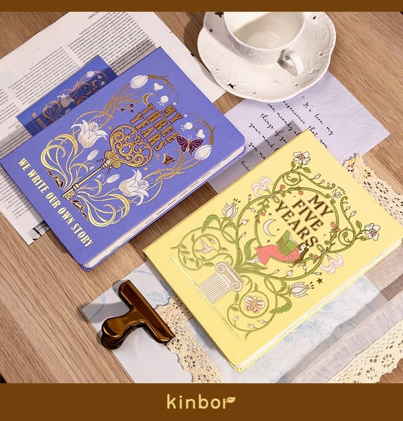 Kinbor مجموعة الخطة خمس سنوات 64 جرام دفتر التوضيح A5 كتيب المستمر الذاتي ملء مذكرات كفاءة إدارة الوقت