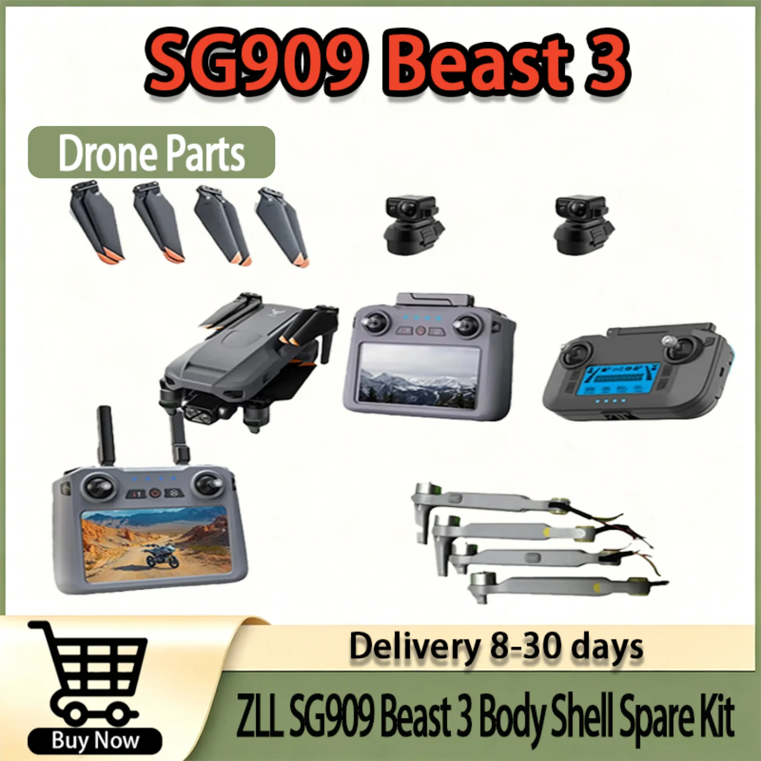 

Aether ZLL SG909 Beast 3 Stellar Body Shell, Dual Remote Control, Shockproof Propellers, Original Drone Replacement Parts