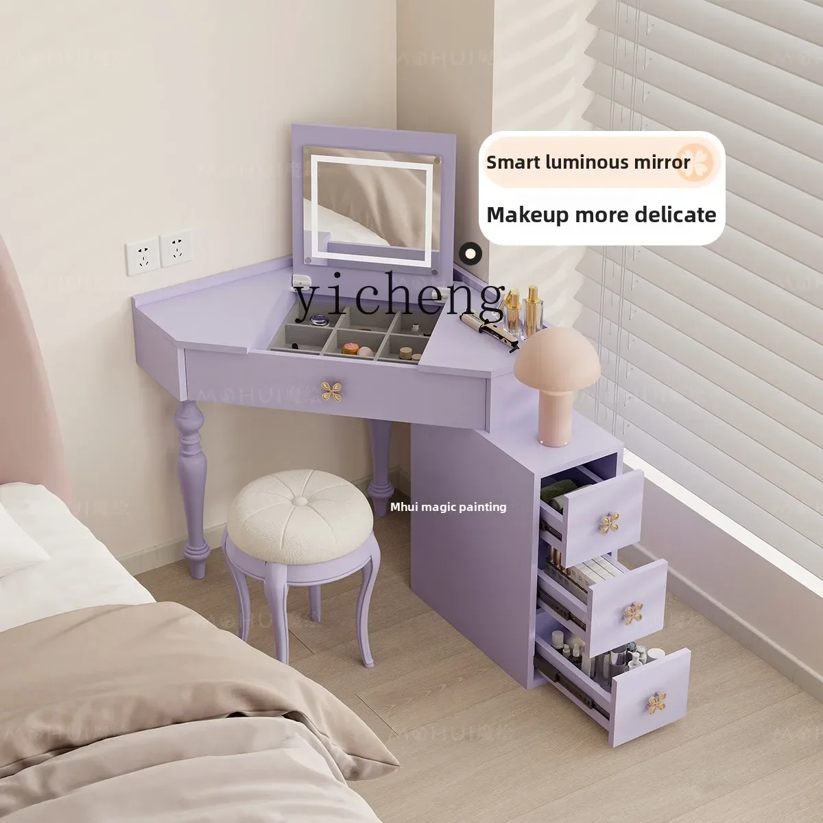 v29 Dresser Memphis Bedroom Corner Makeup Table Small Unit Flip Makeup Bucket Integrated Storage Cabinet