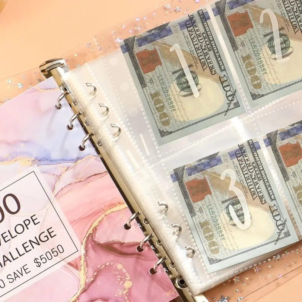 Save Money 100 Envelopes Money Saving Challenge Shining Large Capacity Money Collection Book Reusable Portable Savings Binder