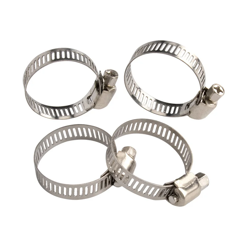 10pcs Pipe Clamps Set Stainless Steel Hose Clips Fuel Hose Pipe Clamps for Home Water Pipes Clamps for Tubes Anti-oxidation