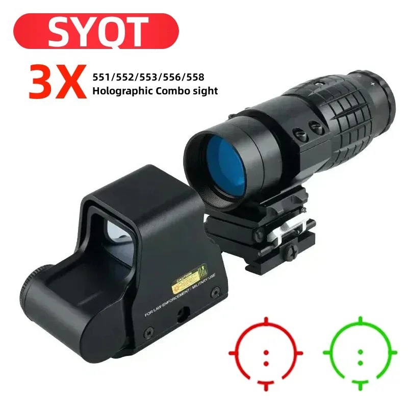 

3X 558 Hologram Scope Sight with Flip-up Mount Tactical 553 556 Red Green Dot Sights Hunting Rifle Airsoft Scopes for 20mm Rail