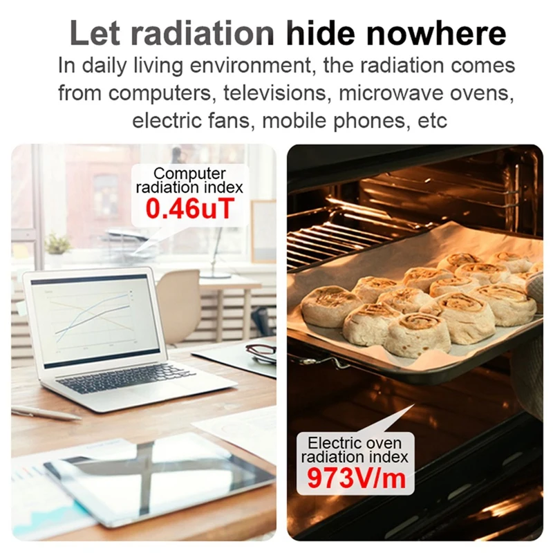 MESTEK-Détecteur de rayonnement électromagnétique portable, testeur de température et d'humidité domestique, affichage de documents numériques, durable