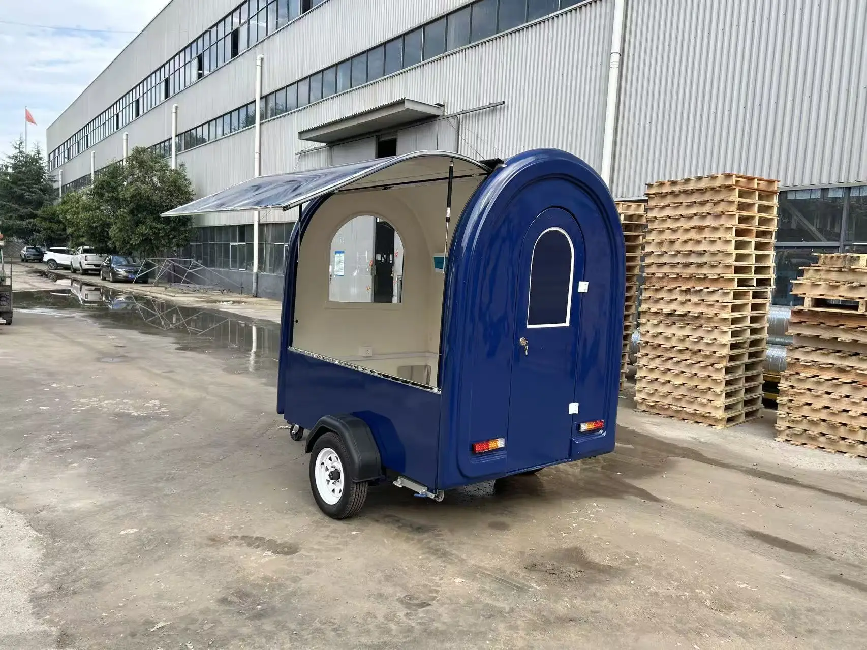 

7.5ft Push Hot Dog Cart Mobile Trucks Mini Truck Food Server for Icecream and Coffee Bars