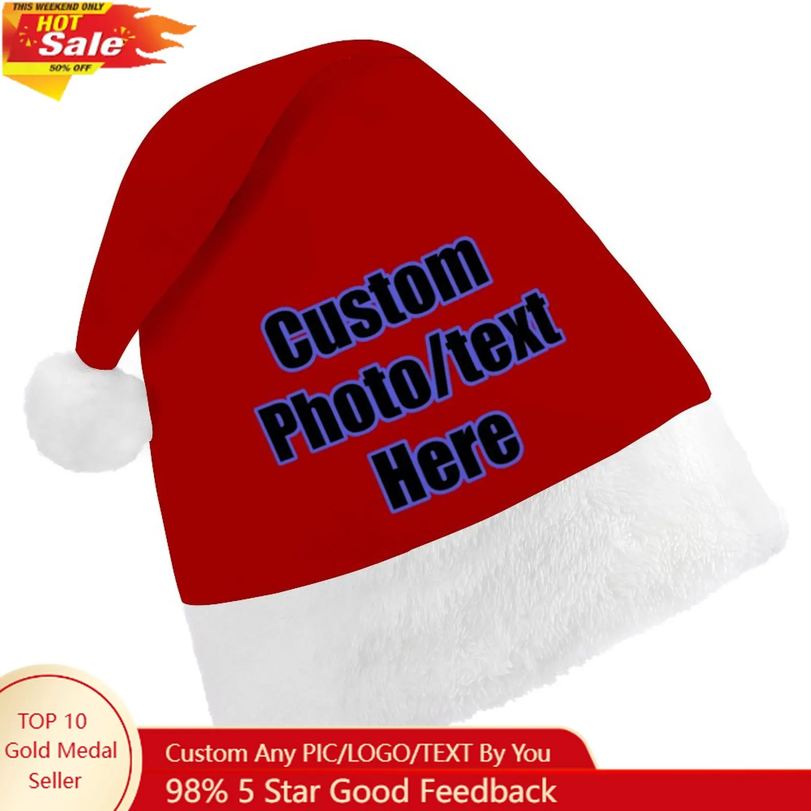 

Custom Christmas Santa Hat Mans Womans High Quality Caps GAA Crest Hats Let's Make Memories Personalized Color Decorations