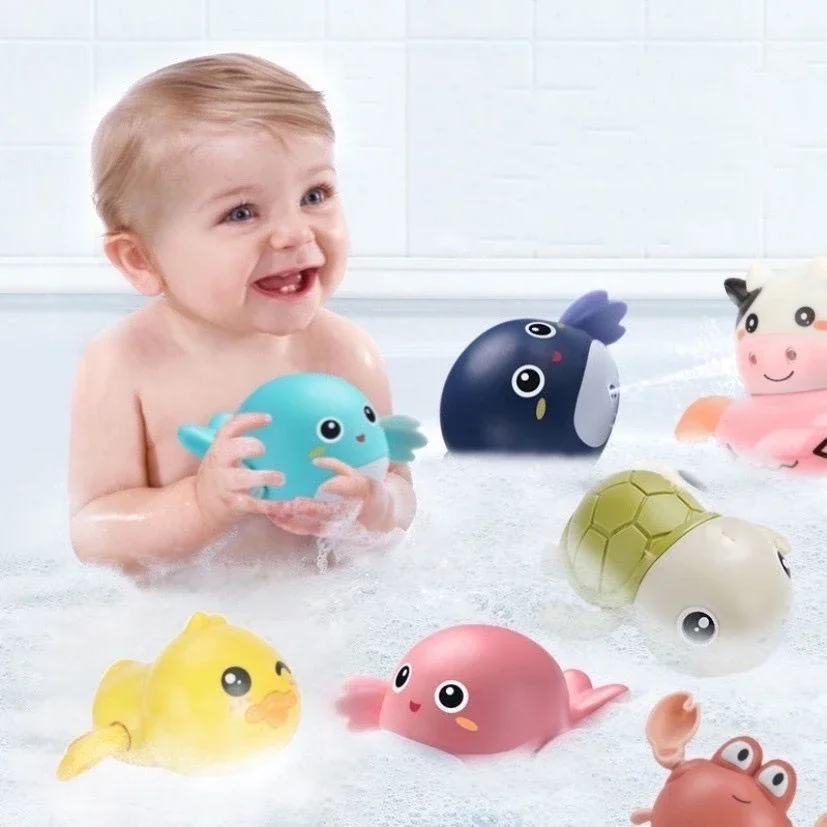 1-6PCS Baby Bath Toys cute dolphins fun water games toy bathroom bathtub toys children's bath toys swimming water clockwork toys