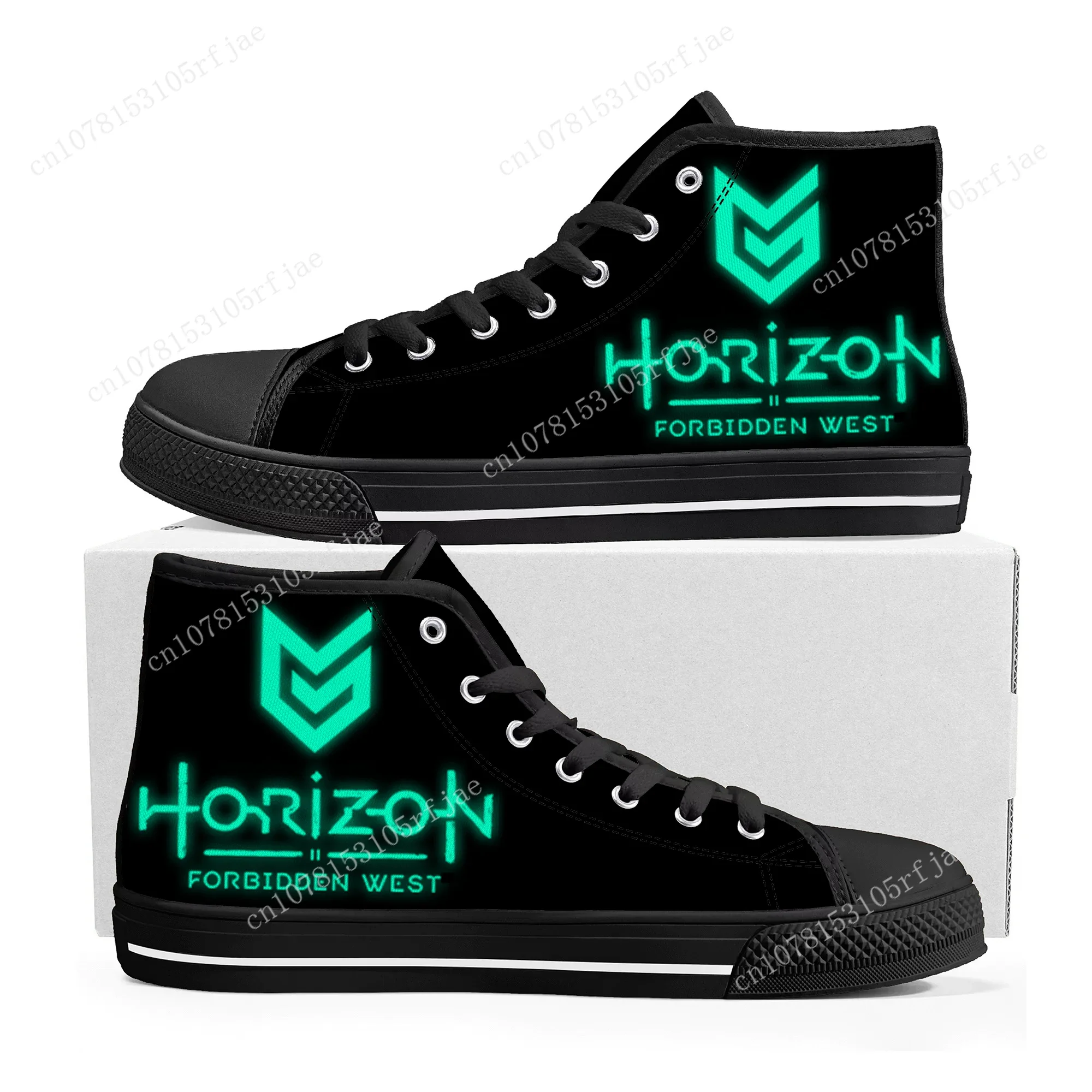 Horizon Forbidden West High Top Sneakers Cartoon Game Mens Womens Teenager High Quality Canvas Sneaker Custom Built Couple Shoes