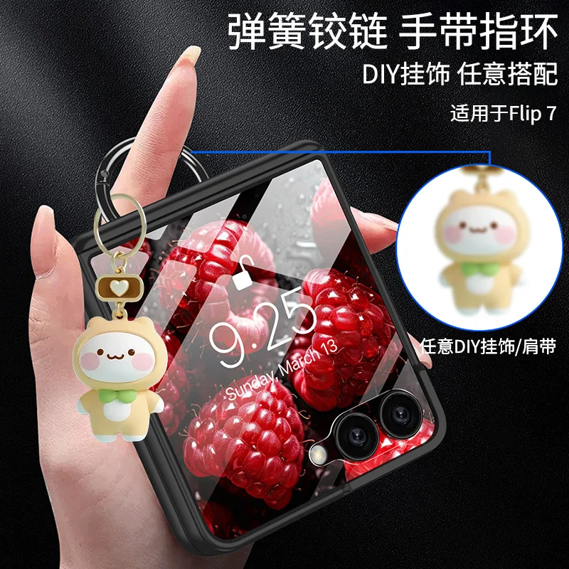 Etui na Samsung Galaxy Z Flip 7 6 5 Ochraniacz Ekranu Zawiasu Pełna Ochrona Szkło Ochronne Folia na Ekran Pasek na Palec Pierścień Sprężynowy Osłona Oś