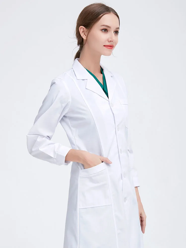 

White coat long-sleeved doctor clothes female male physician nurse clothes winter short-sleeved slim slim model experimental pha