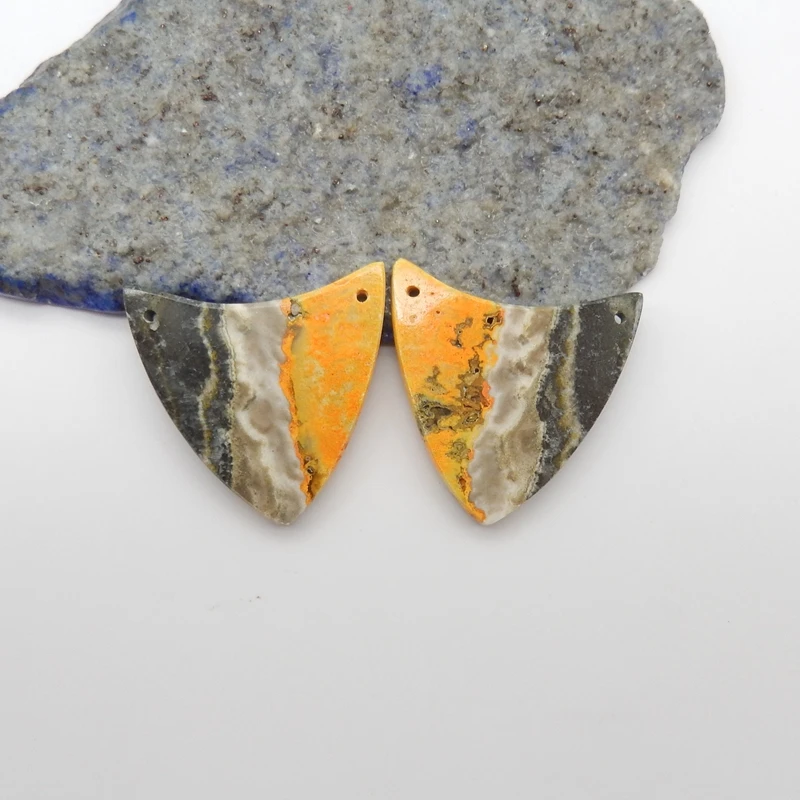 

Natural Stone Bumble Bee Stone Double Holes Earring Beads Handmade Fashion Jewelry Women Earrings Accessories 29x3mm 8g