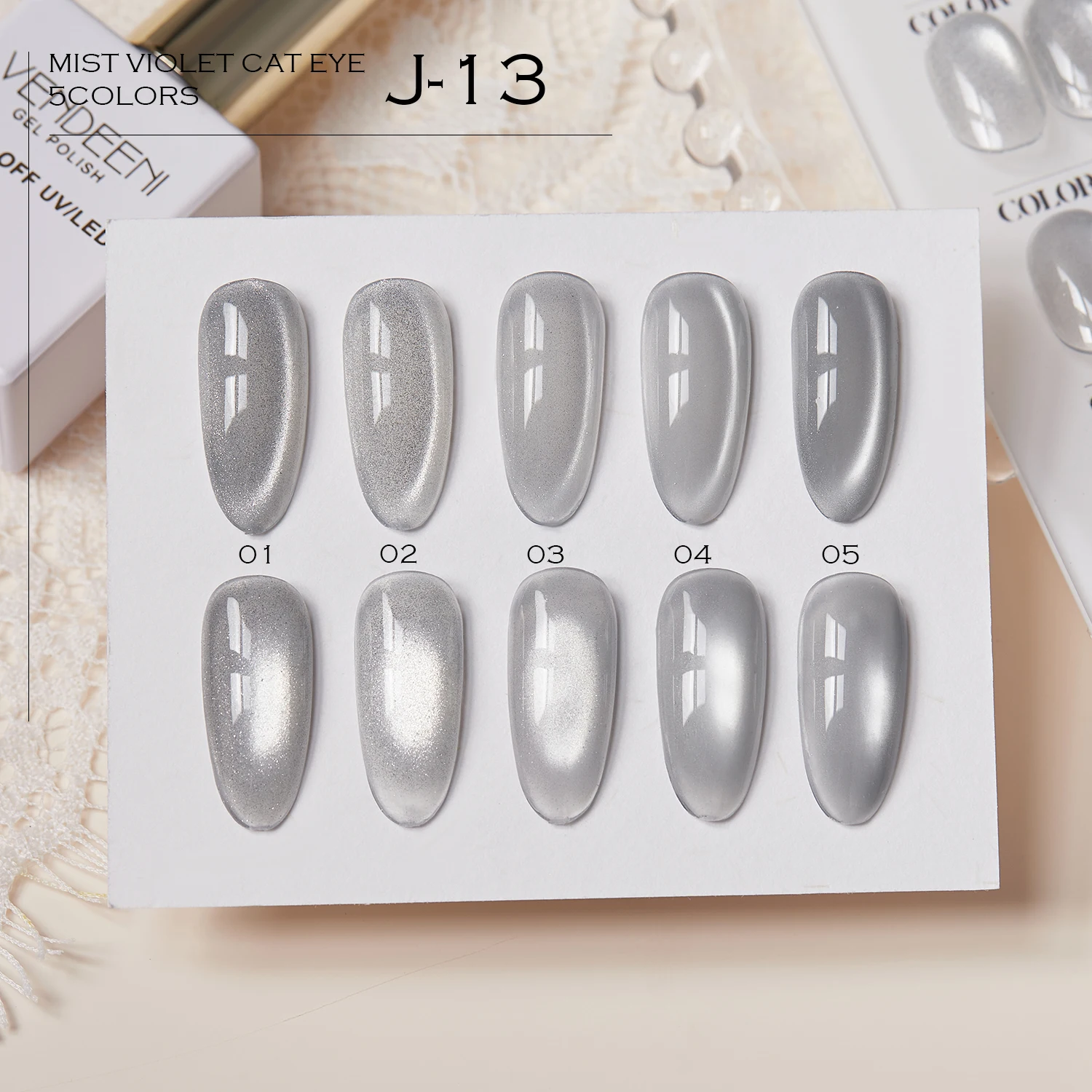 Vendeeni Universal 5 สี Cat Eye Gel ชุดโรงงานขายส่ง 15 ml ประกายเคลือบเงา Cat Eye เล็บเจล