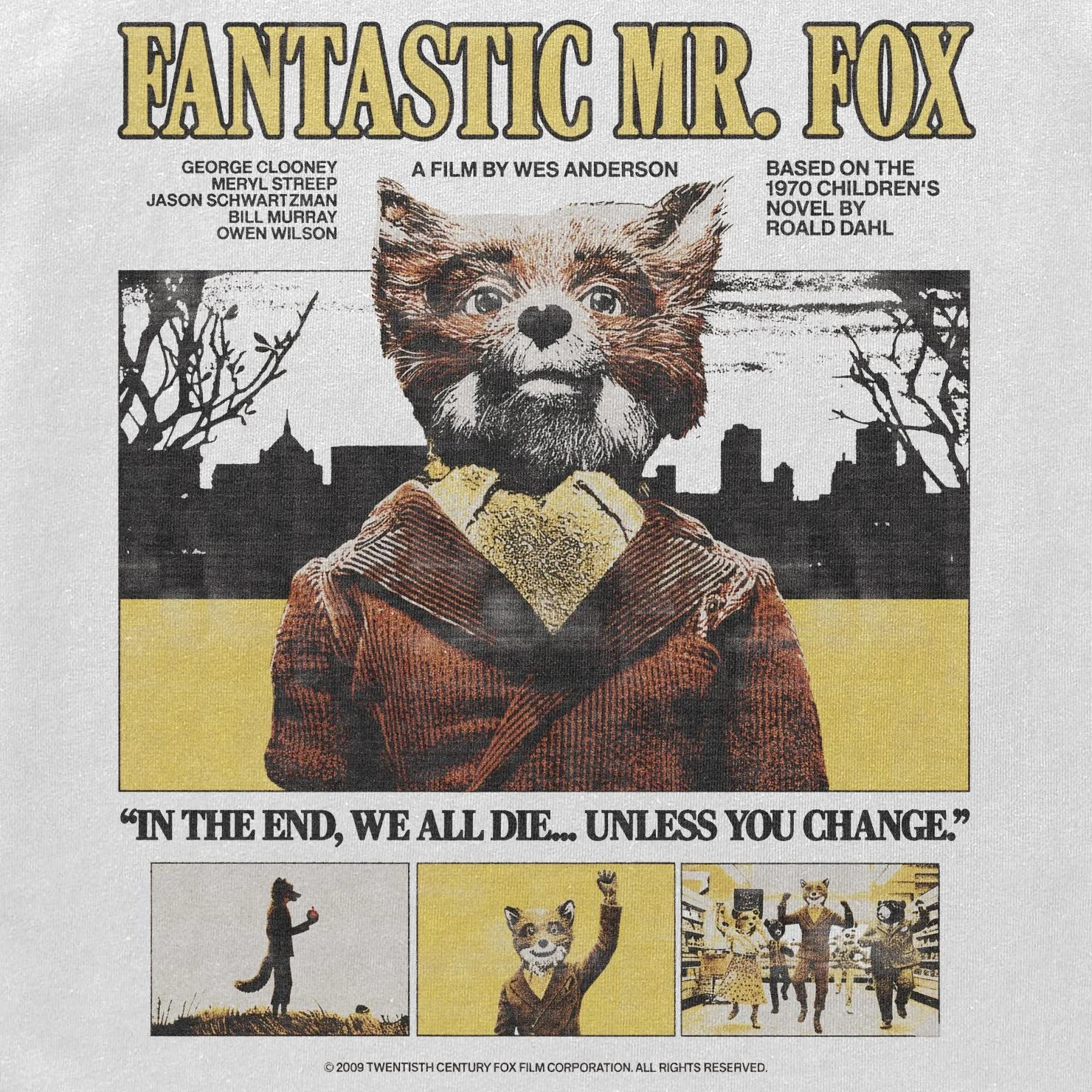 Fantastic Mr Fox T-shirt Wes Anderson Vintage Y2K Oversized Men Women Streetwear Short-sleeved Classic Movie Graphic Cotton Tees