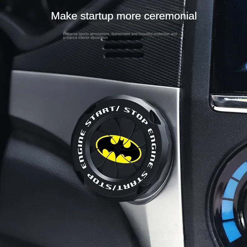 DC Comics Batman Car One-Click Engine Start Switch Button Protective Cover Decoration Sticker Car Interior Accessories Universal