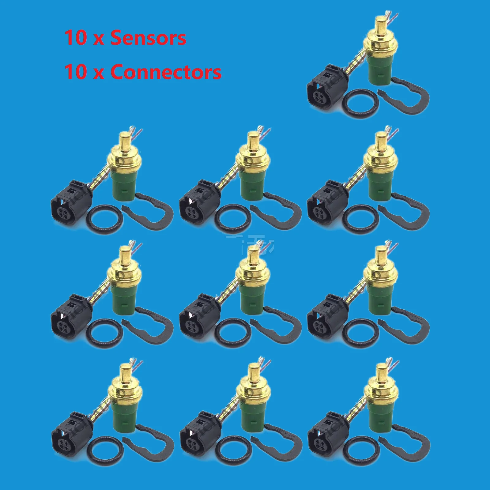 

10 x датчик температуры охлаждающей жидкости двигателя, переключатель температуры воды + разъем для VW Passat Golf Audi OE # 059919501 А / 078919501 C