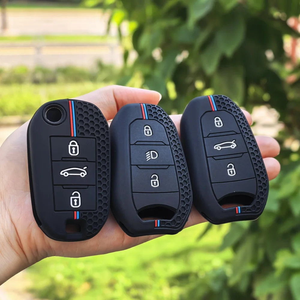 For Peugeot 208 DS3 308 5008 DS5 DS6 Rifter For Citroen C3 C4 C5 X7 C2 Silicone Key Case For Opel Mokka 2023 Car Key Cover Cap