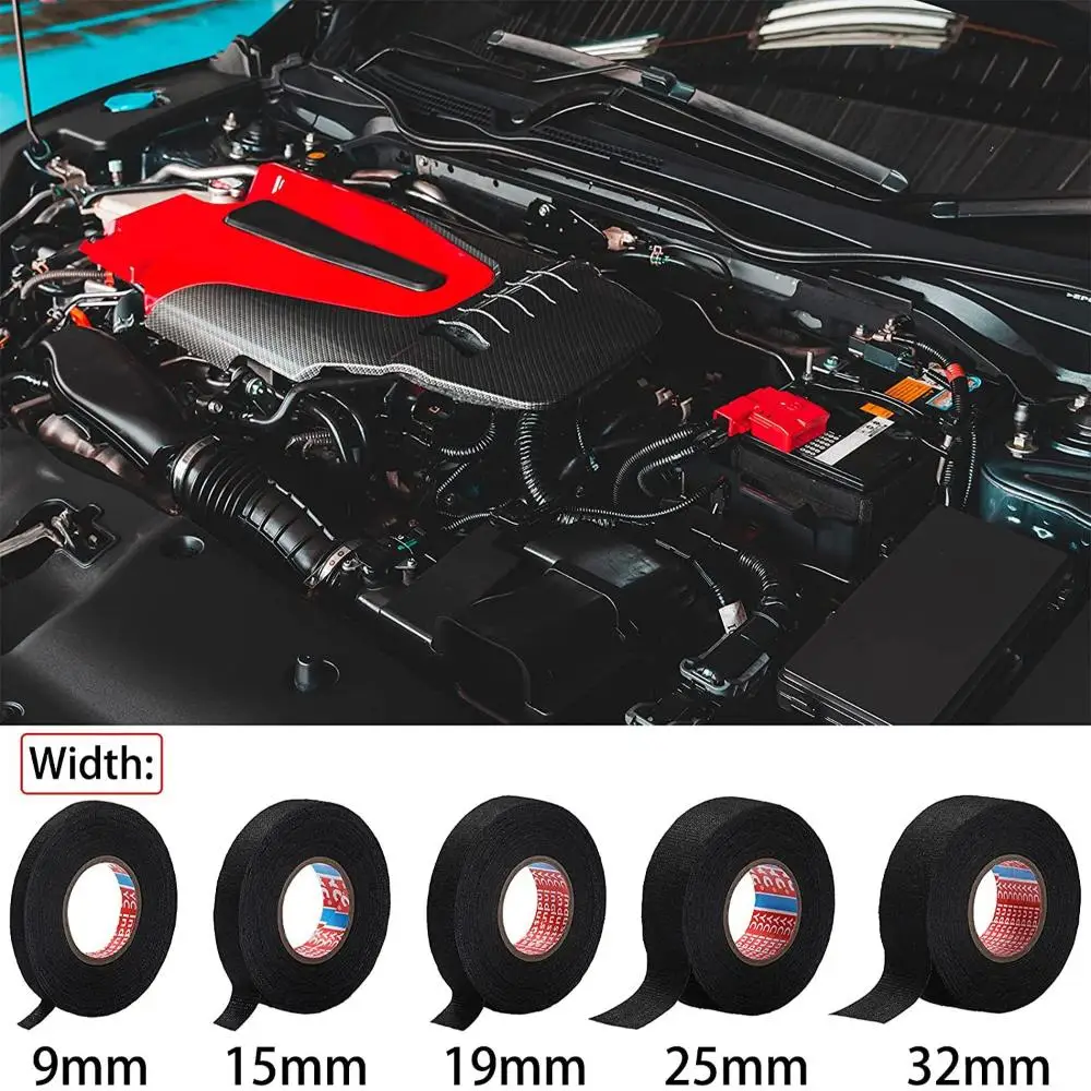 와이어 하네스 테이프 천 원단 절연 접착 포장 테이프, 내열성 케이블 고정, 자동차 전기 직기, 15 m, 25m