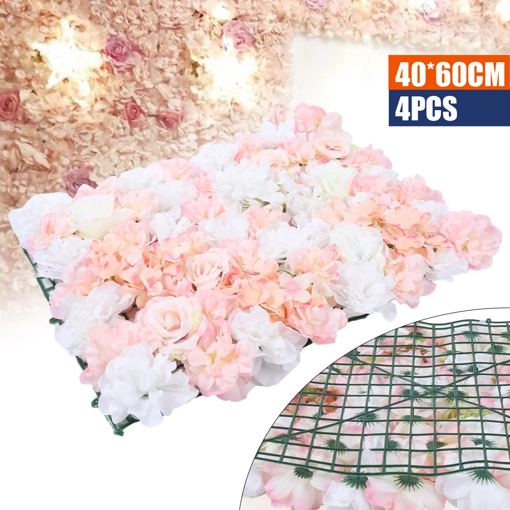 4 قطع جدار زهرة نباتية (40*60 سم) أبيض شامبانيا، ديكور،