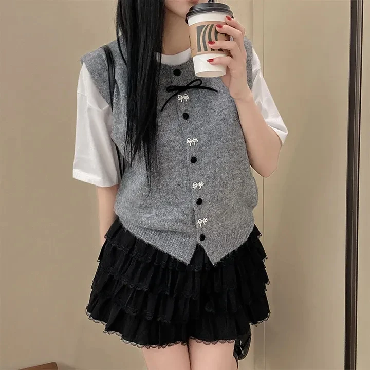 

High Waist A-Line ort Skirt Women's Chic Versatile Lace Trim Puffy f-length Skirts Ci Commuting Other Materials