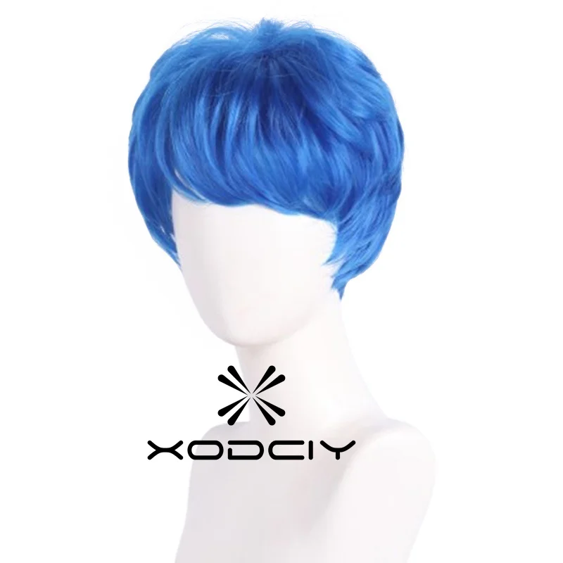 Inside Out 2 Disgust Joy Pixie peluca azul peluca de pelo sintético corto peluca de disfraz Pixie