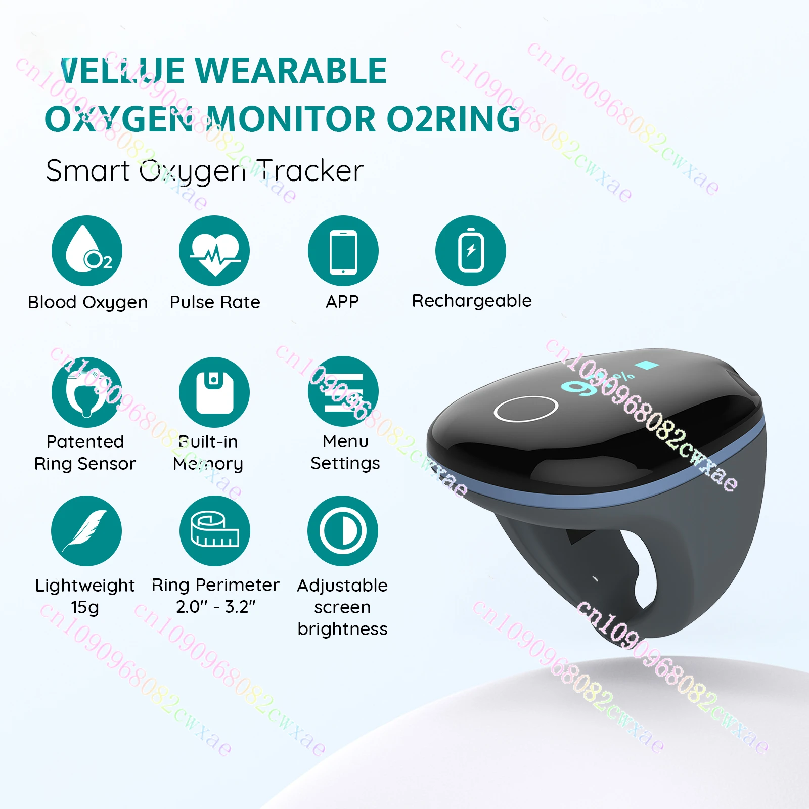 Wellue O2ring CE Certificate Finger Pulse Oximeter Bluetooth Heart Rate Health Care Sleep Apnea Ring Digital SpO2 Oximeter