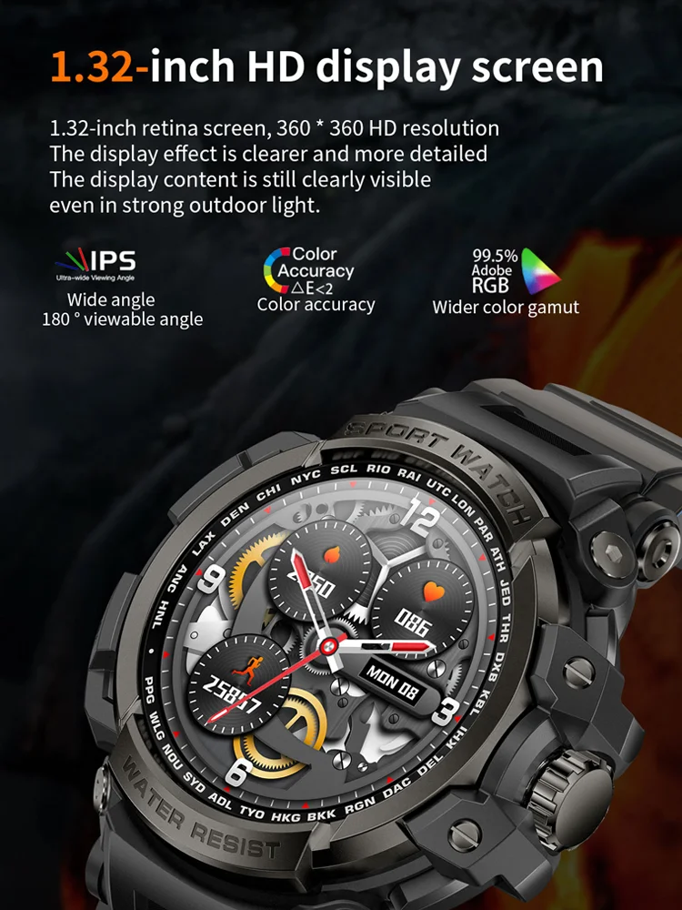 Time Owner 2025 New Outdoors Sport Smart Watch HD TFT LED Display IP68 waterproof Altimeter Barometer Compass Smartwatch for Men