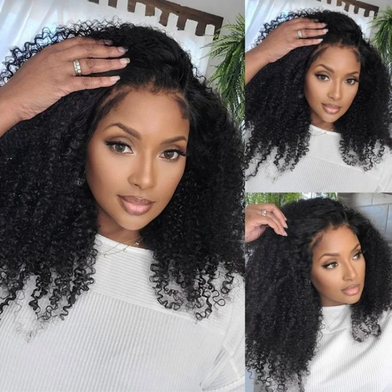 غريب مجعد نصف شعر مستعار البرازيلي شعر الإنسان غلويليس شعر مستعار شعر الإنسان جاهز للارتداء 3 في 1 نصف شعر مستعار الرباط غلويليس نصف شعر مستعار #2