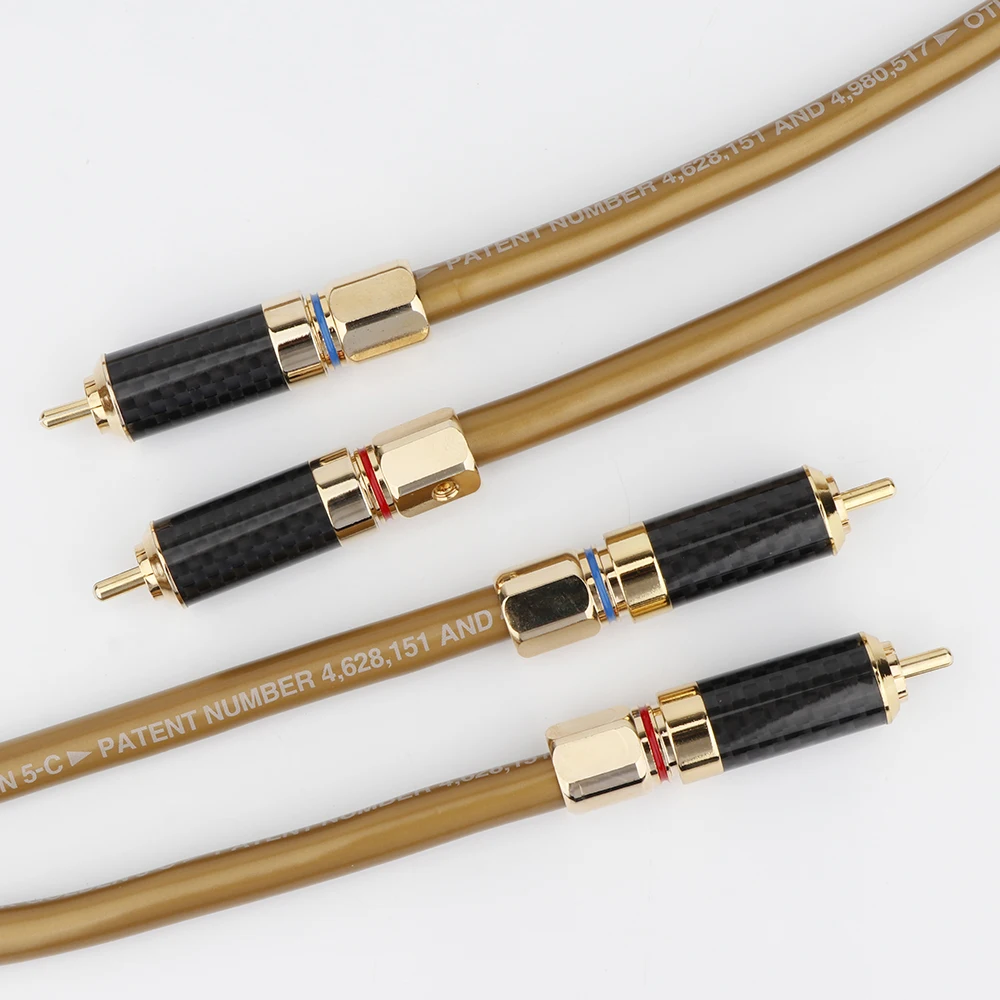 Pair OCC Copper RCA Cable With Carbon Fiber RCA Plug As Cardas Hexlink Golden 5-C Interconnect Cable 