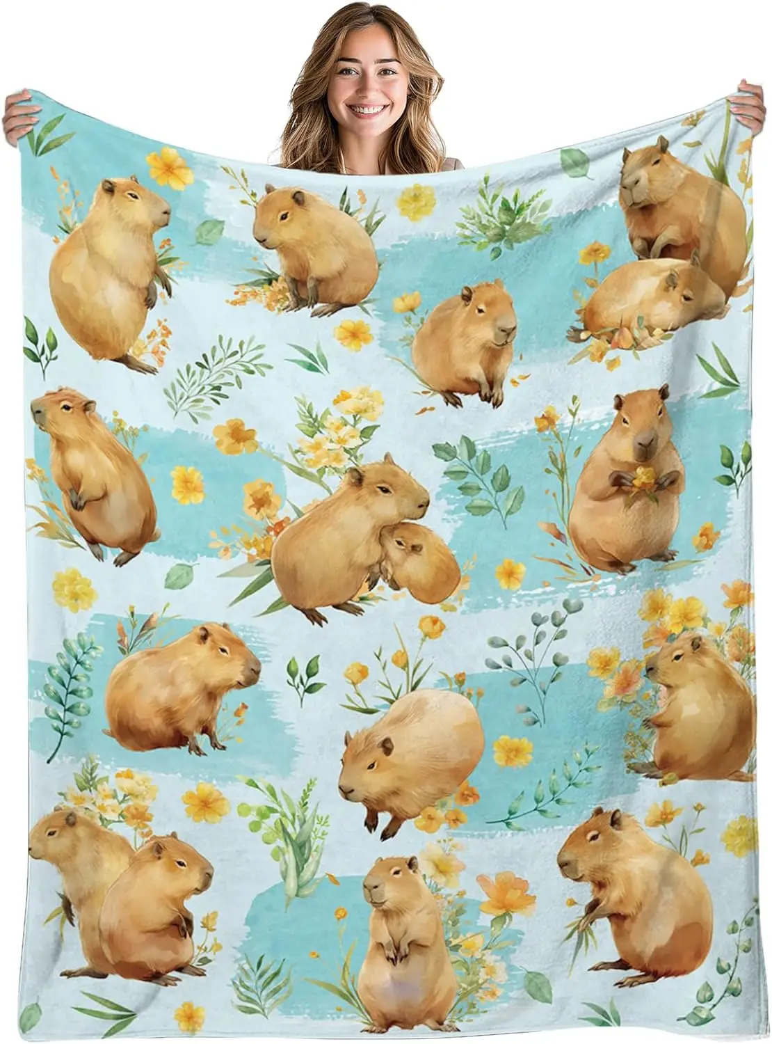 Capybara Blanket Gifts for Capybara Lovers,Cozy Soft Capybara Gifts Boys,Capybaras Blanket Decor for Couch Sofa Bedroom