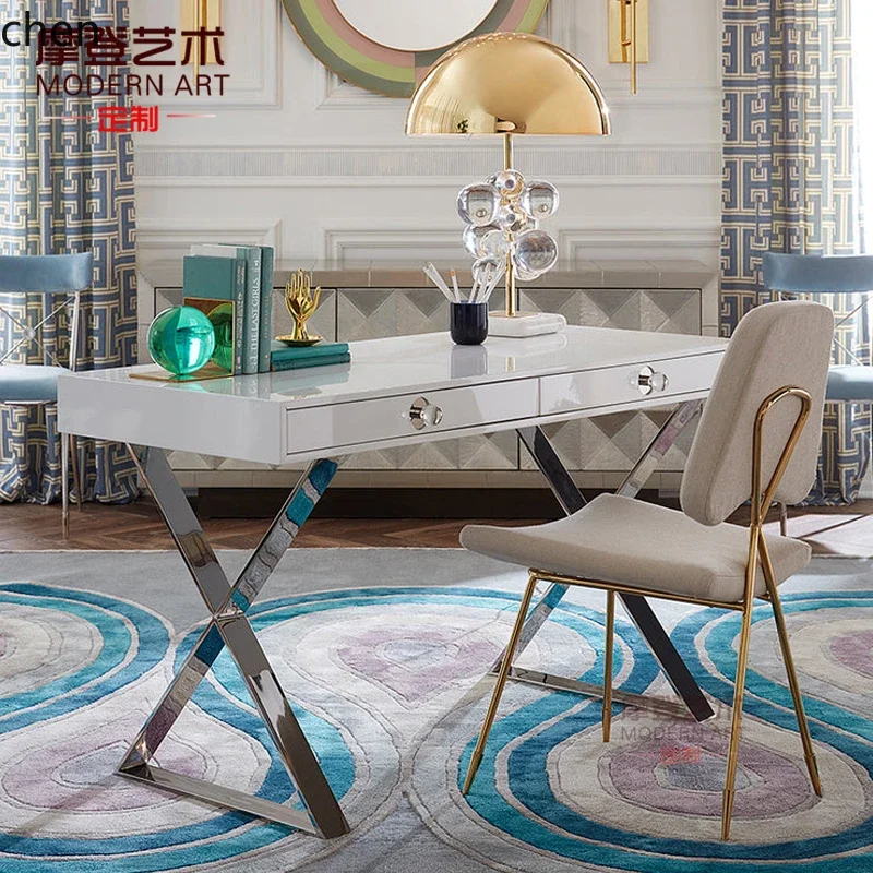 مكتب طلاء بسيط، مكتب كمبيوتر للدراسة، مكتب كتابة، طاولة صالون تجميل