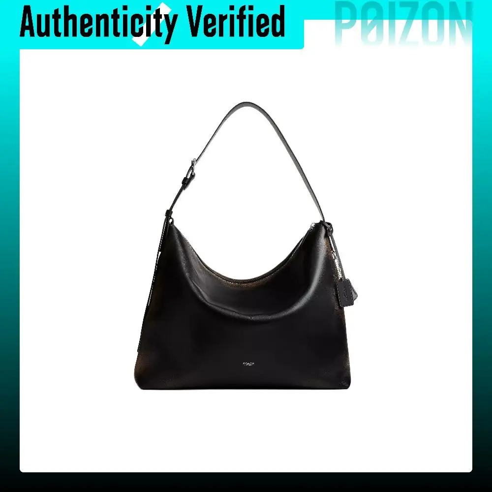 COACH Mott Messenger Bag Polished Glove Tanned Leather Blend Shoulder Bag Large Unisex Black & Light Brown & Yellow CDU77-Y4B