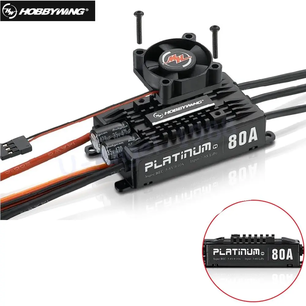 

1pc Original Hobbywing Platinum Pro V4 80A 3-6S Lipo BEC Empty Mold Brushless ESC for RC Drone Aircraft Helicopter