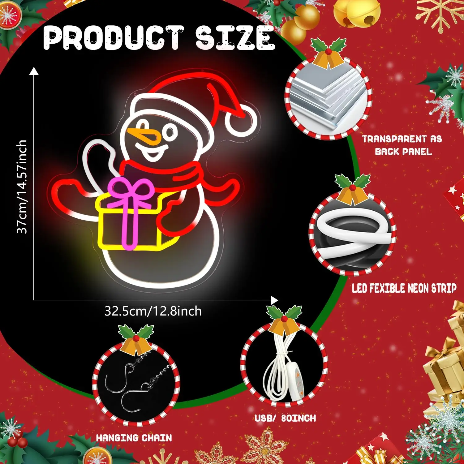 يلوحون رجل الثلج النيون لديكور الحائط تصميم وميض عكس الضوء الرسوم المتحركة عيد الميلاد تضيء تسجيل لنافذة ديكور المنزل الطرف