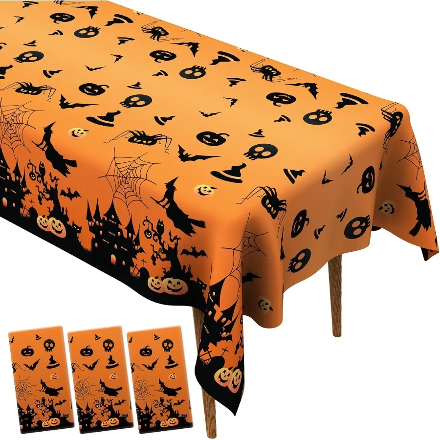 Halloween Tablecloth Halloween Decorations 3 Pcs Disposable Halloweens Tablecloths Plastic Halloweens Table Cloth Rectangle Tab