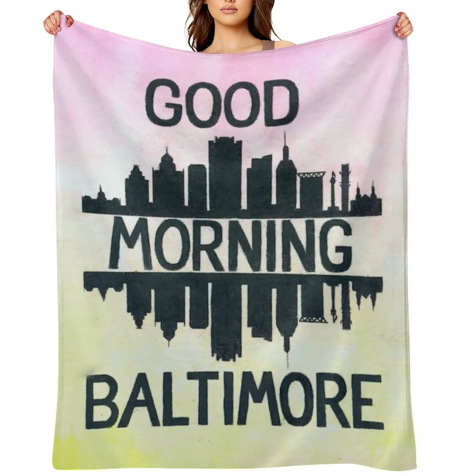 Laca para el cabello: ¡Buen días Baltimore! Manta de tiro Cama móvil Cálida de moda para mantas de camping de invierno